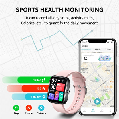 GTS5 2.0 inch Fitness Health Smart Watch, BT Call / Heart Rate / Blood Pressure / MET / Blood Glucose(Pink) by buy2fix