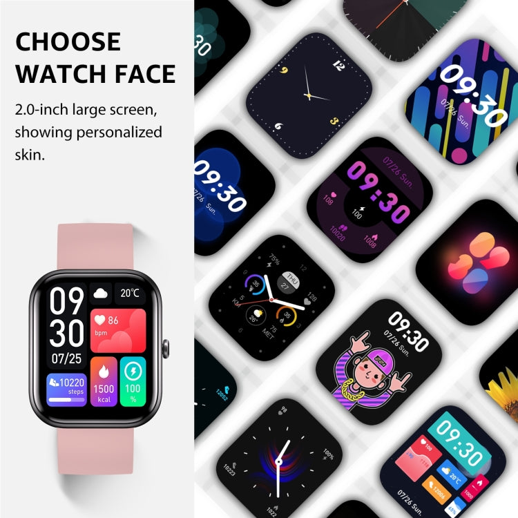 GTS5 2.0 inch Fitness Health Smart Watch, BT Call / Heart Rate / Blood Pressure / MET / Blood Glucose(Pink) by buy2fix