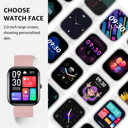 GTS5 2.0 inch Fitness Health Smart Watch, BT Call / Heart Rate / Blood Pressure / MET / Blood Glucose(Pink) by buy2fix