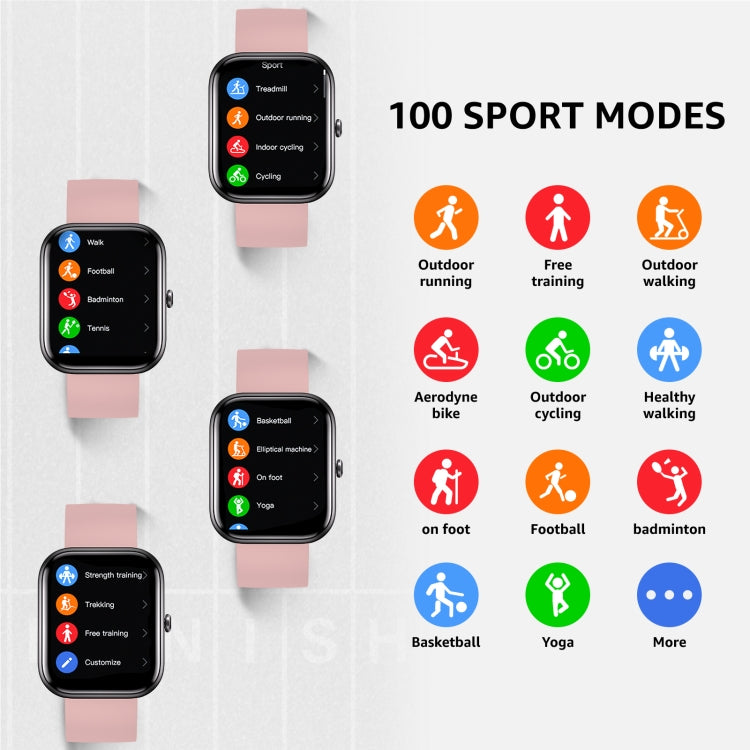 GTS5 2.0 inch Fitness Health Smart Watch, BT Call / Heart Rate / Blood Pressure / MET / Blood Glucose(Pink) by buy2fix