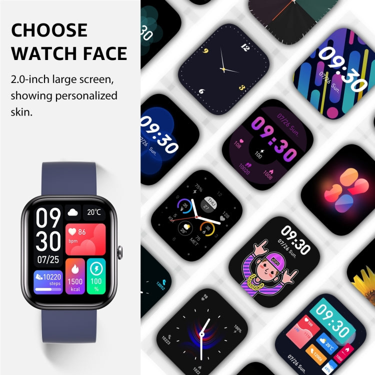 GTS5 2.0 inch Fitness Health Smart Watch, BT Call / Heart Rate / Blood Pressure / MET / Blood Glucose(Blue) by buy2fix