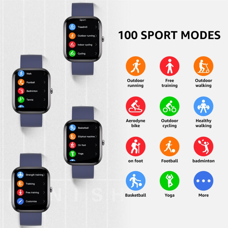 GTS5 2.0 inch Fitness Health Smart Watch, BT Call / Heart Rate / Blood Pressure / MET / Blood Glucose(Blue) by buy2fix