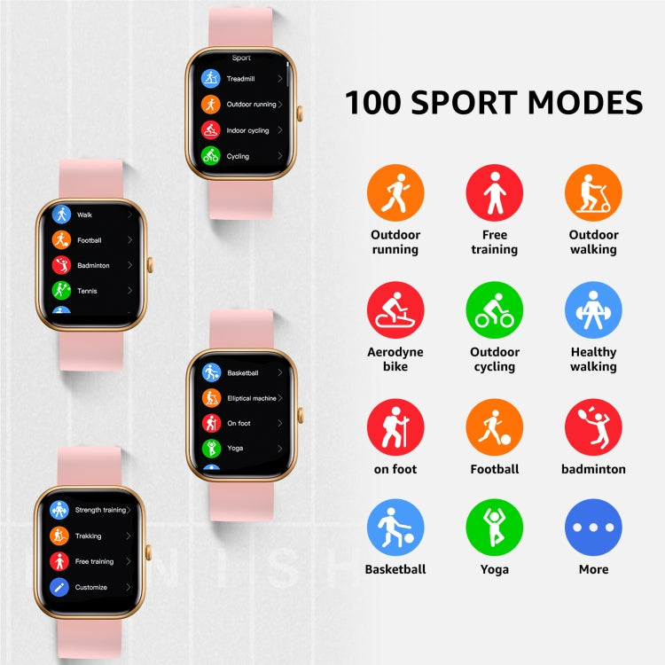 GTS5 2.0 inch Fitness Health Smart Watch, BT Call / Heart Rate / Blood Pressure / MET / Blood Glucose(Rose Gold) by buy2fix