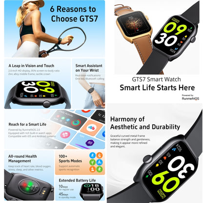 GTS7 2.0 inch Fitness Health Smart Watch, BT Call / Heart Rate / Blood Pressure / MET(Blue) by buy2fix
