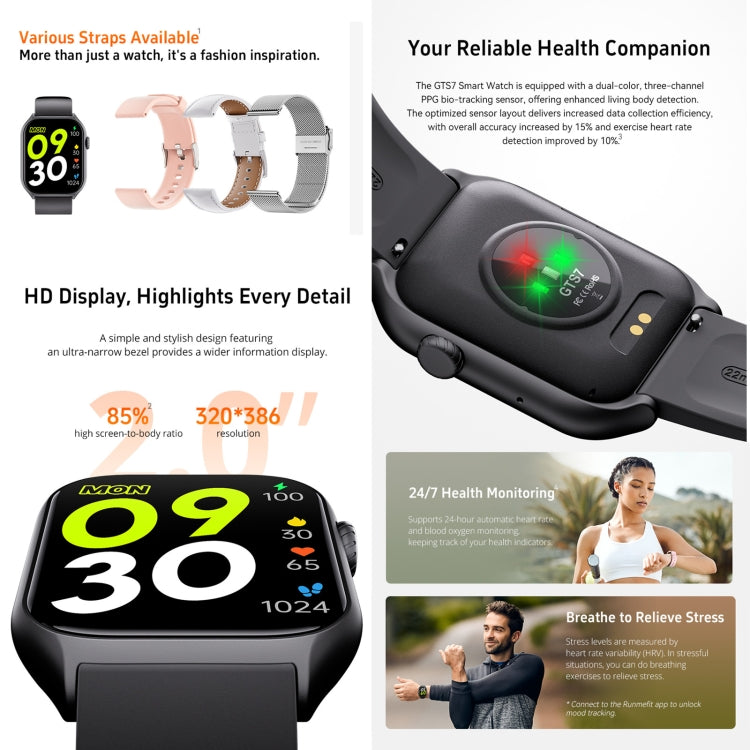 GTS7 2.0 inch Fitness Health Smart Watch, BT Call / Heart Rate / Blood Pressure / MET(Blue) by buy2fix
