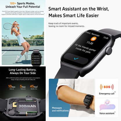 GTS7 2.0 inch Fitness Health Smart Watch, BT Call / Heart Rate / Blood Pressure / MET(Blue) by buy2fix