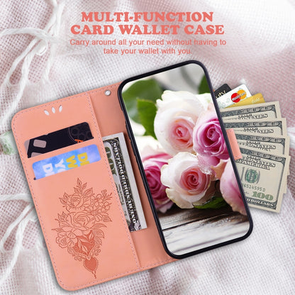 For Google Pixel 9 Pro Butterfly Rose Embossed Leather Phone Case(Pink) by buy2fix
