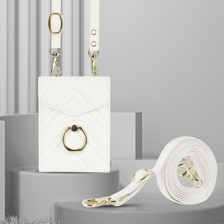 For Motorola Razr 40 Ultra / Razr 2023 V-shaped RFID Card Slot Phone Case with Ring Holder(White) by buy2fix