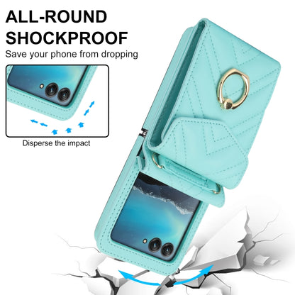 For Motorola Razr 40 Ultra / Razr 2023 V-shaped RFID Card Slot Phone Case with Ring Holder(Green) by buy2fix