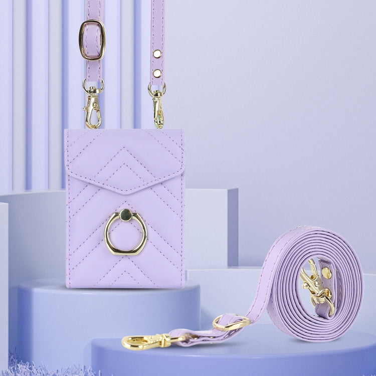 For Motorola Razr 40 Ultra / Razr 2023 V-shaped RFID Card Slot Phone Case with Ring Holder(Purple) by buy2fix