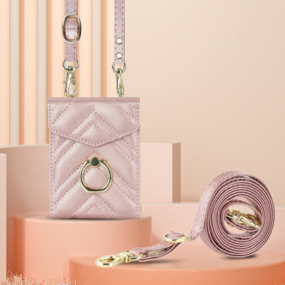 For Motorola Razr 40 Ultra / Razr 2023 V-shaped RFID Card Slot Phone Case with Ring Holder(Rose Gold) by buy2fix