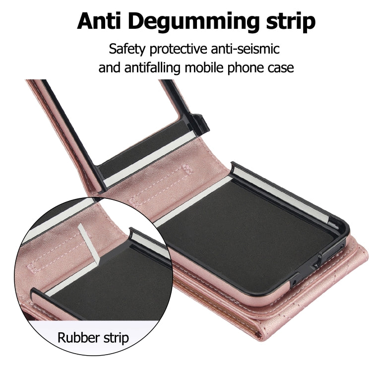 For Motorola Razr 40 Ultra / Razr 2023 V-shaped RFID Card Slot Phone Case with Ring Holder(Rose Gold) by buy2fix