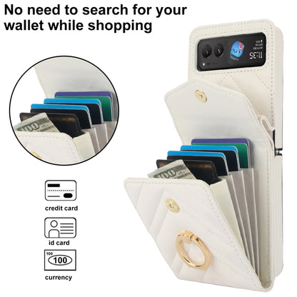 For Motorola Razr 40 V-shaped RFID Card Slot Phone Case with Ring Holder(White) by buy2fix