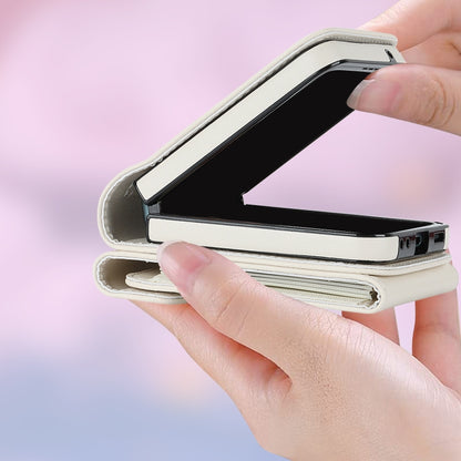 For Motorola Razr 40 V-shaped RFID Card Slot Phone Case with Ring Holder(White) by buy2fix