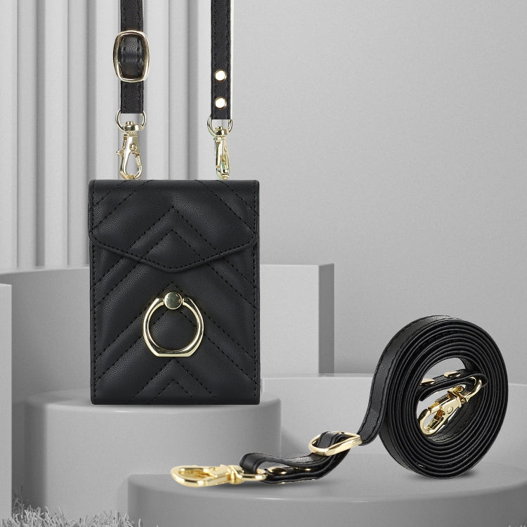 For Motorola Razr 40 V-shaped RFID Card Slot Phone Case with Ring Holder(Black) by buy2fix