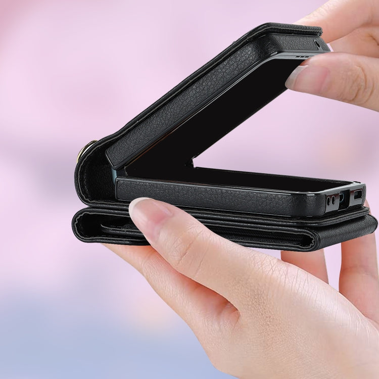 For Motorola Razr 40 V-shaped RFID Card Slot Phone Case with Ring Holder(Black) by buy2fix