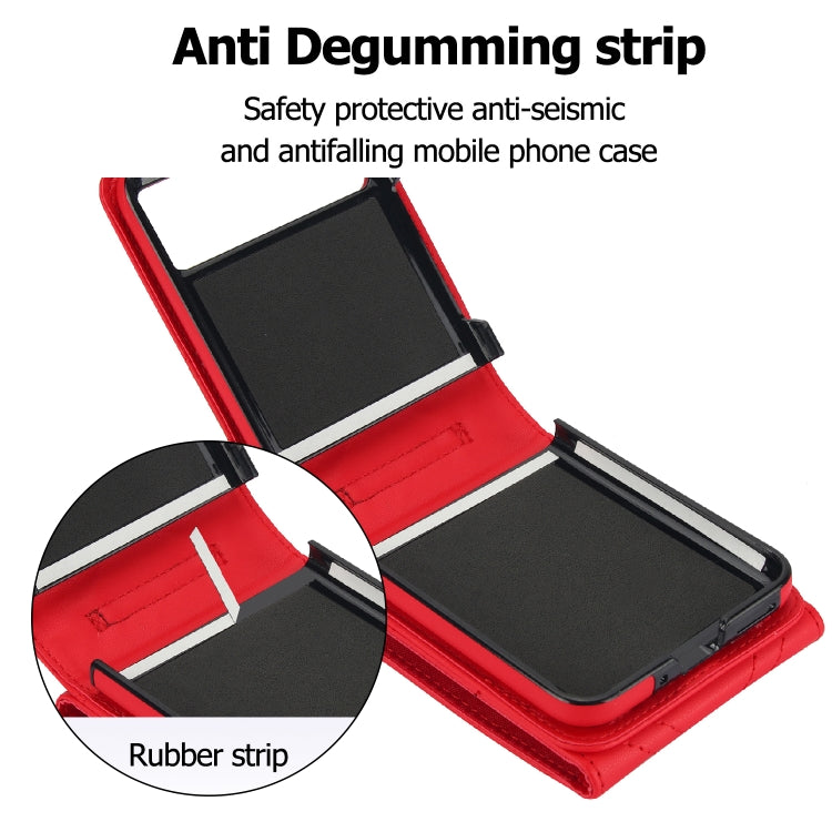 For Motorola Razr 40 V-shaped RFID Card Slot Phone Case with Ring Holder(Red) by buy2fix
