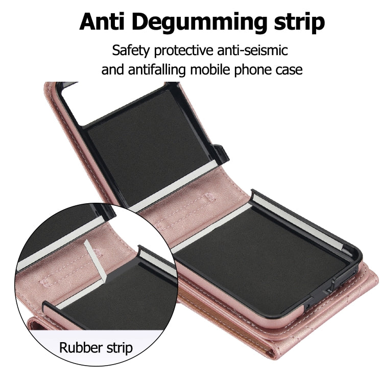 For Motorola Razr 40 V-shaped RFID Card Slot Phone Case with Ring Holder(Rose Gold) by buy2fix