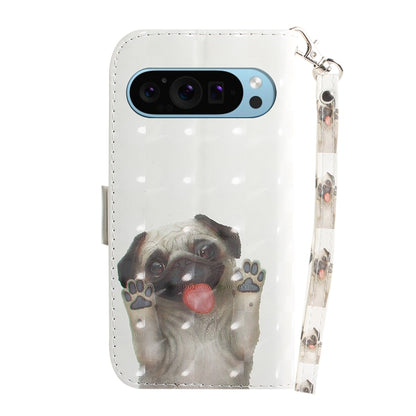 For Google Pixel 9 Pro 3D Colored Horizontal Flip Leather Phone Case(Pug) by buy2fix