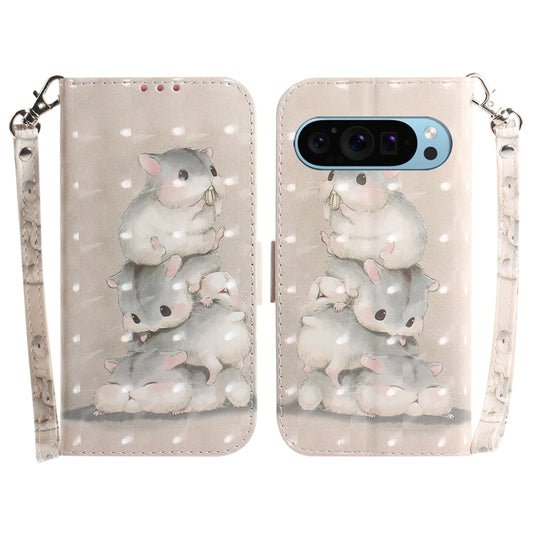For Google Pixel 9 Pro 3D Colored Horizontal Flip Leather Phone Case(Squirrels) by buy2fix