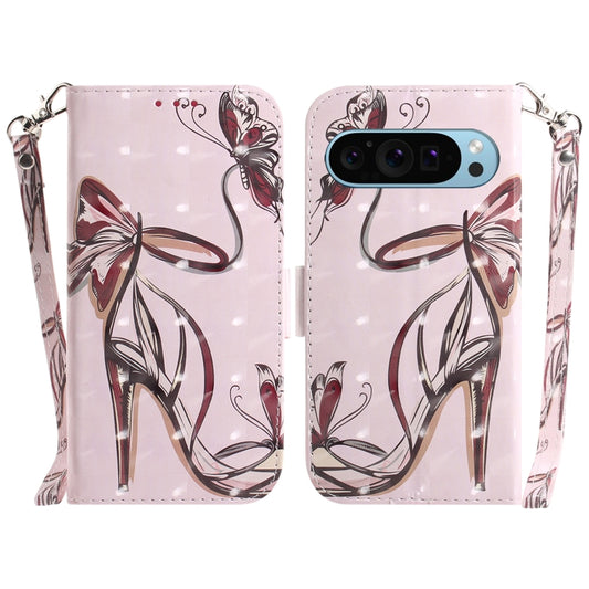 For Google Pixel 9 3D Colored Horizontal Flip Leather Phone Case(Butterfly High-heeled) by buy2fix