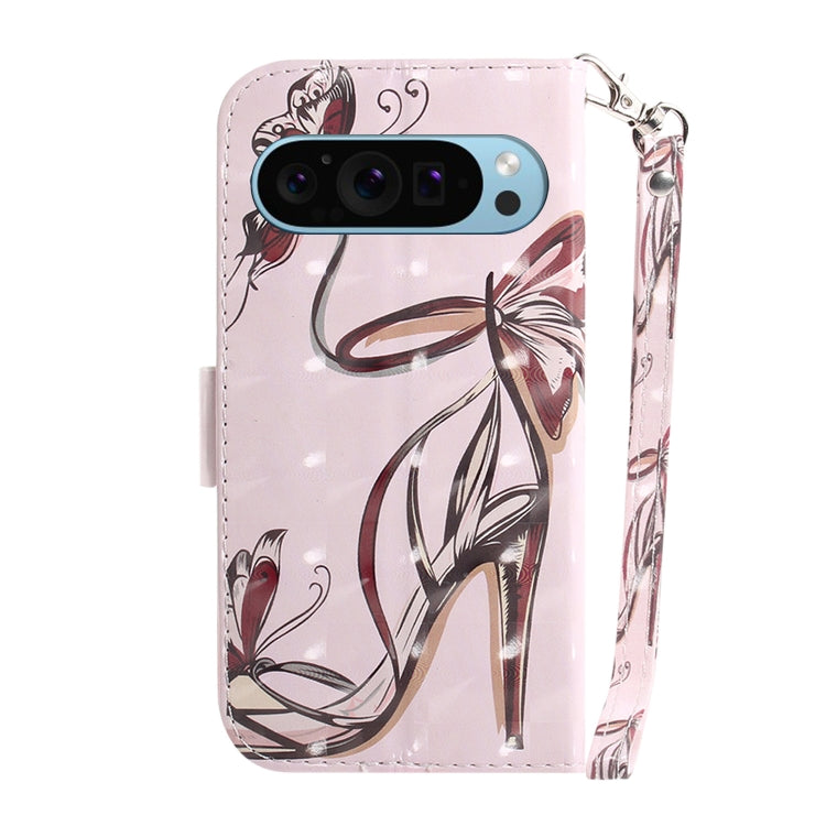 For Google Pixel 9 3D Colored Horizontal Flip Leather Phone Case(Butterfly High-heeled) by buy2fix