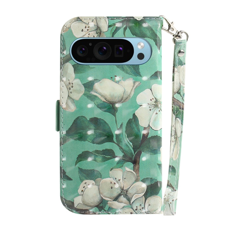 For Google Pixel 9 3D Colored Horizontal Flip Leather Phone Case(Watercolor Flower) by buy2fix