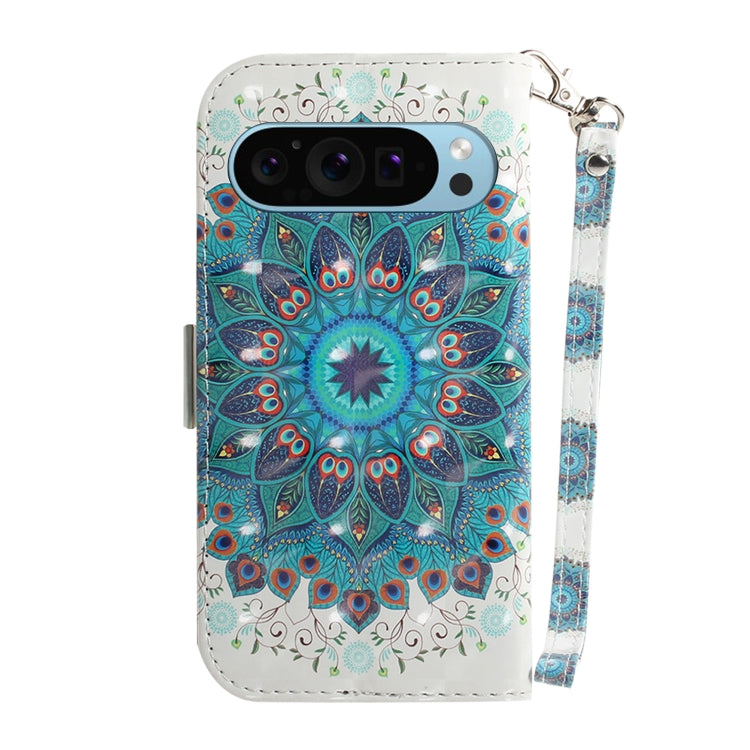 For Google Pixel 9 3D Colored Horizontal Flip Leather Phone Case(Peacock Wreath) by buy2fix