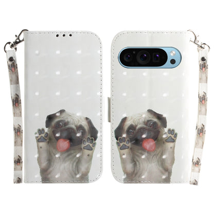 For Google Pixel 9 3D Colored Horizontal Flip Leather Phone Case(Pug) by buy2fix