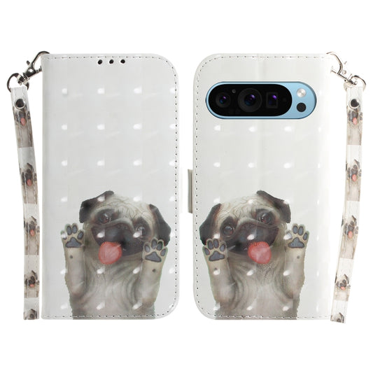 For Google Pixel 9 3D Colored Horizontal Flip Leather Phone Case(Pug) by buy2fix