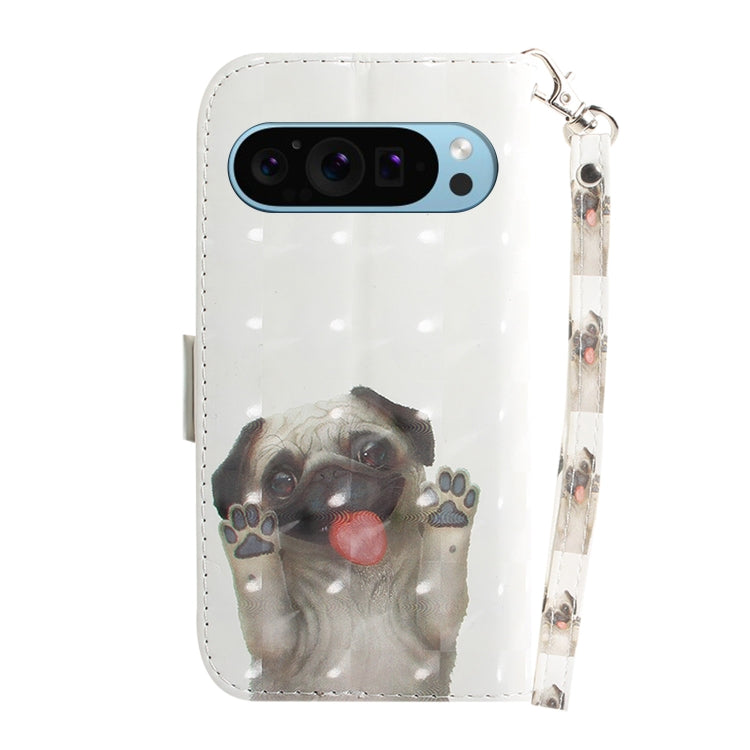 For Google Pixel 9 3D Colored Horizontal Flip Leather Phone Case(Pug) by buy2fix