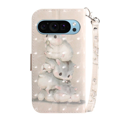 For Google Pixel 9 3D Colored Horizontal Flip Leather Phone Case(Squirrels) by buy2fix