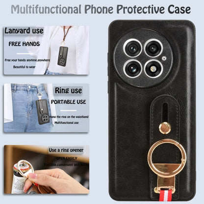 For OnePlus 13 Wristband Leather Back Phone Case(Black) - OnePlus Cases by buy2fix | Online Shopping UK | buy2fix