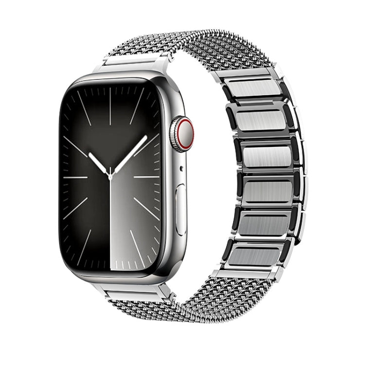 For Apple Watch Ultra 49mm Magnetic Clasp Braided Chain Stainless Steel Watch Band(Silver) by buy2fix
