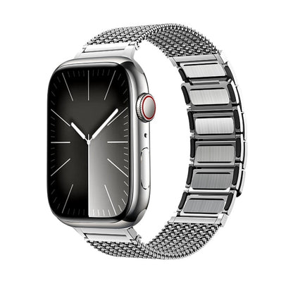 For Apple Watch Ultra 49mm Magnetic Clasp Braided Chain Stainless Steel Watch Band(Silver) by buy2fix