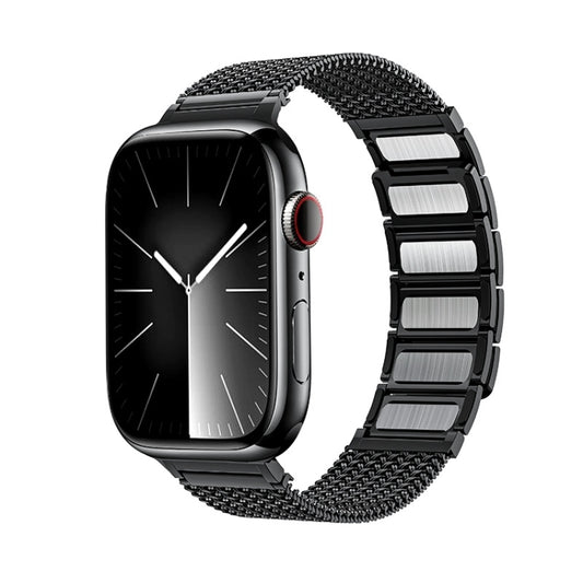 For Apple Watch Series 5 44mm Magnetic Clasp Braided Chain Stainless Steel Watch Band(Black) by buy2fix