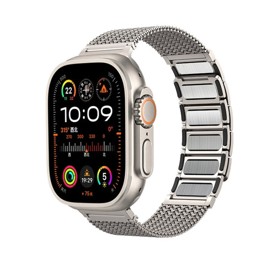 For Apple Watch Series 3 42mm Magnetic Clasp Braided Chain Stainless Steel Watch Band(Gold) by buy2fix