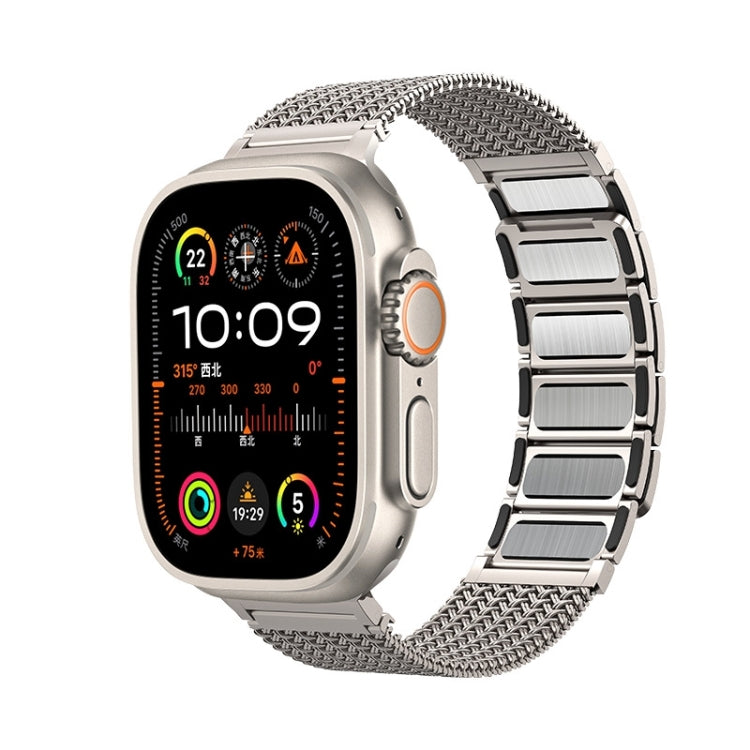 For Apple Watch Series 2 42mm Magnetic Clasp Braided Chain Stainless Steel Watch Band(Gold) by buy2fix