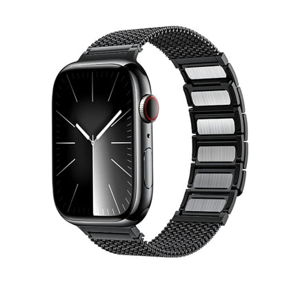 For Apple Watch Series 2 38mm Magnetic Clasp Braided Chain Stainless Steel Watch Band(Black) by buy2fix