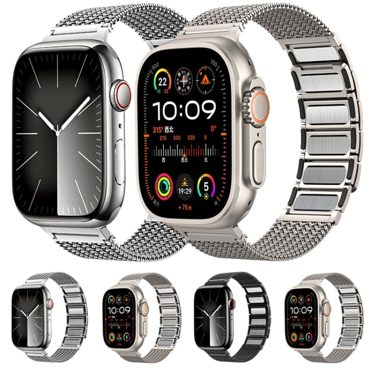 For Apple Watch Series 8 45mm Magnetic Clasp Braided Chain Stainless Steel Watch Band(Black) by buy2fix