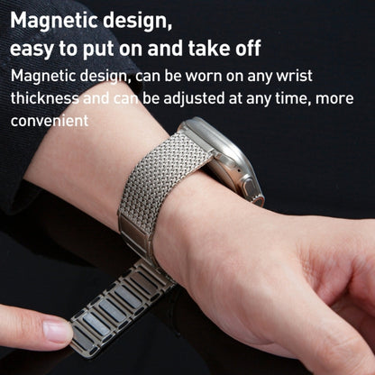 For Apple Watch Series 5 40mm Magnetic Clasp Braided Chain Stainless Steel Watch Band(Black) by buy2fix