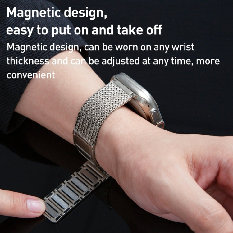 For Apple Watch Ultra 49mm Magnetic Clasp Braided Chain Stainless Steel Watch Band(Silver) by buy2fix