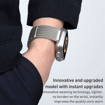 For Apple Watch SE 2022 44mm Magnetic Clasp Braided Chain Stainless Steel Watch Band(Frosted Gold) by buy2fix