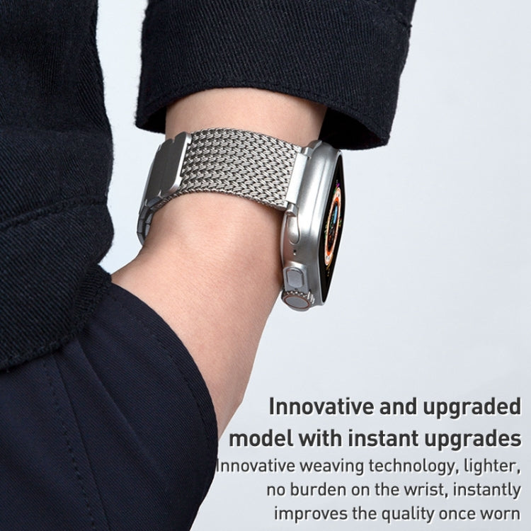 For Apple Watch Ultra 49mm Magnetic Clasp Braided Chain Stainless Steel Watch Band(Silver) by buy2fix