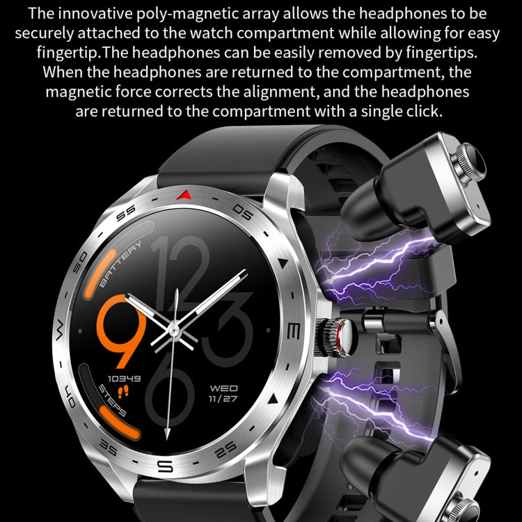 T95 1.52 inch BT5.0 Smart Sport Watch with Earbuds, Support Bluetooth Call / Blood Oxygen / Heart Rate / Blood Pressure Health Monitor(Black) by buy2fix