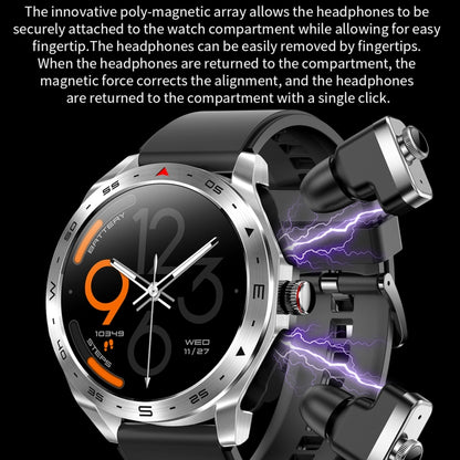 T95 1.52 inch BT5.0 Smart Sport Watch with Earbuds, Support Bluetooth Call / Blood Oxygen / Heart Rate / Blood Pressure Health Monitor(Silver) by buy2fix
