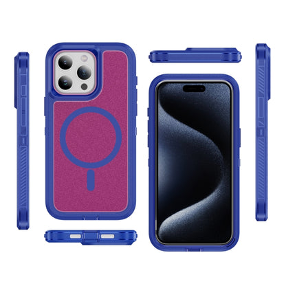 For iPhone 14 / 13 Guard Magsafe Magnetic Ring Matte Phone Case(Blue+Rose Red) by buy2fix