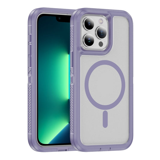 For iPhone 13 Pro Max Guard Magsafe Magnetic Ring Matte Phone Case(Light Purple) by buy2fix