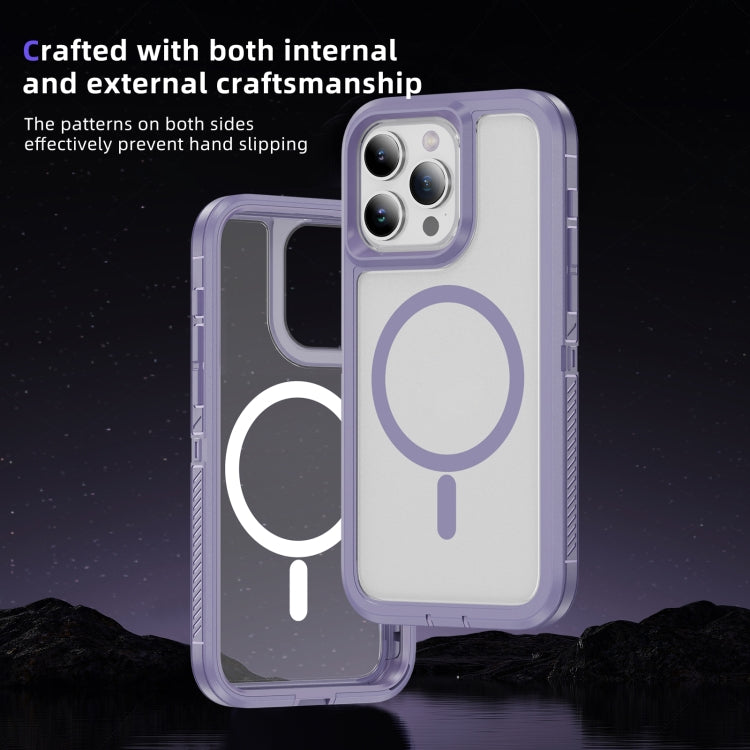 For iPhone 13 Pro Max Guard Magsafe Magnetic Ring Matte Phone Case(Light Purple) by buy2fix