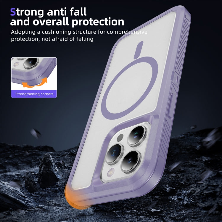 For iPhone 13 Pro Max Guard Magsafe Magnetic Ring Matte Phone Case(Light Purple) by buy2fix